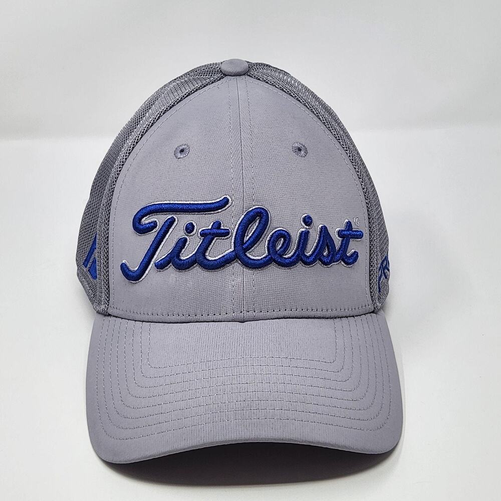 Titleist Hat Cap Fitted Mens Large Gray Pro V1 Mesh Golf Stretch A-FLEX